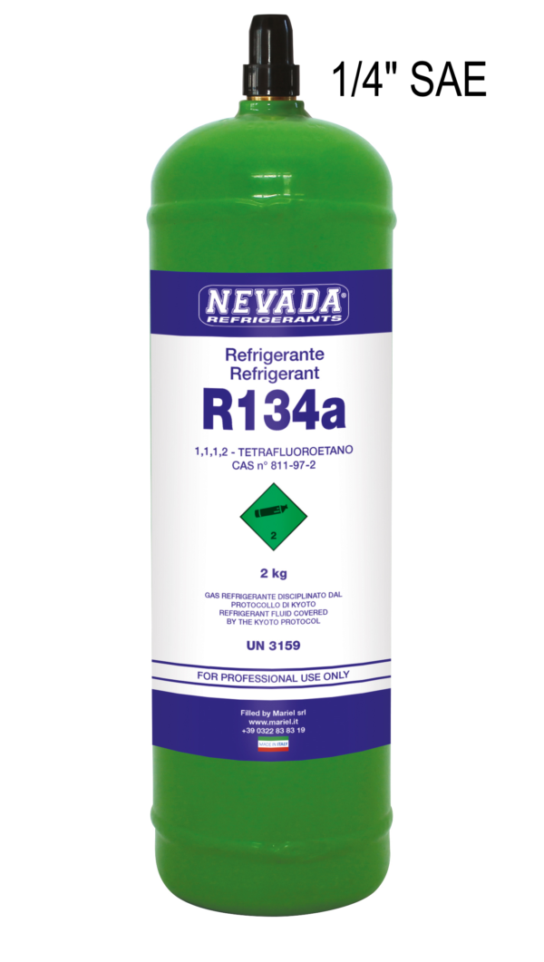 Bouteille de 2 kg de gaz R134a 1/4 de valve - Refrigerant Boys